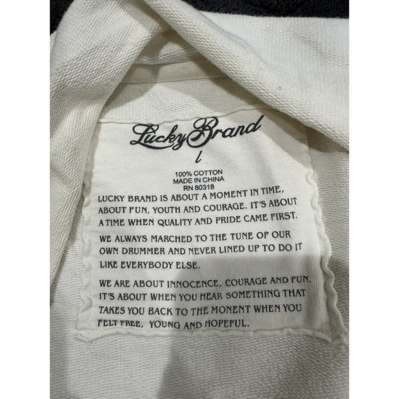 LUCKY BRAND DESIGNER CARDIGAN SWEATSHIRT SWEATER JACKET Womens L White - Picture 3 of 8